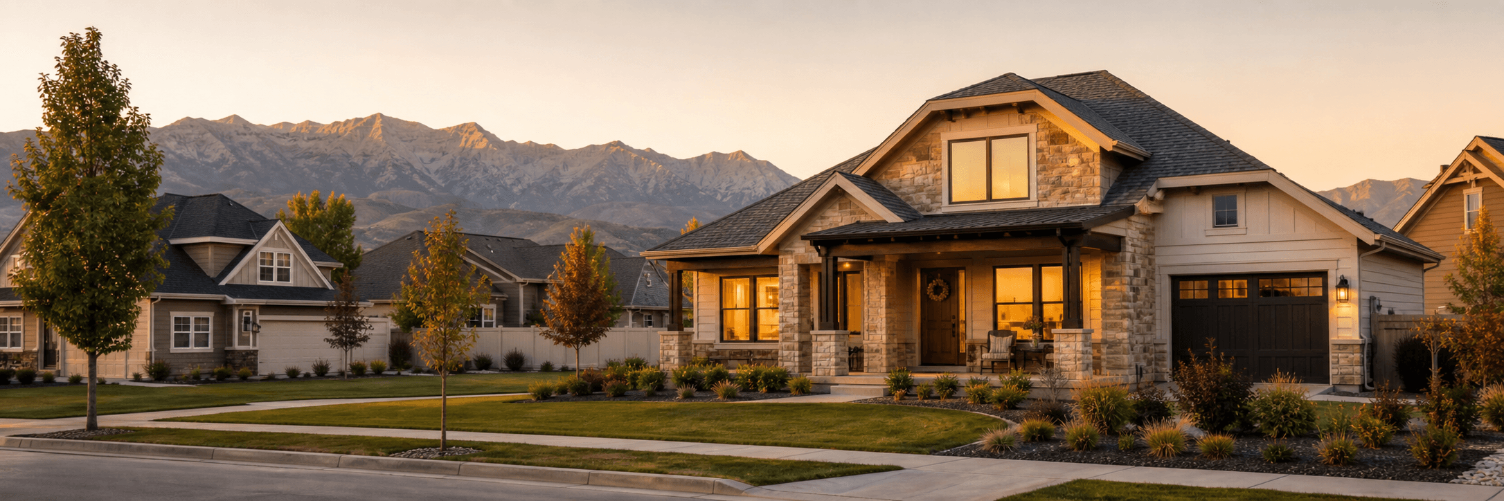 A Utah home at sunset